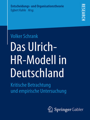 cover image of Das Ulrich-HR-Modell in Deutschland